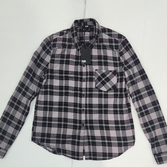 Paige Women Black and Gray Size M  Plaid Shirt - Picture 2 of 7